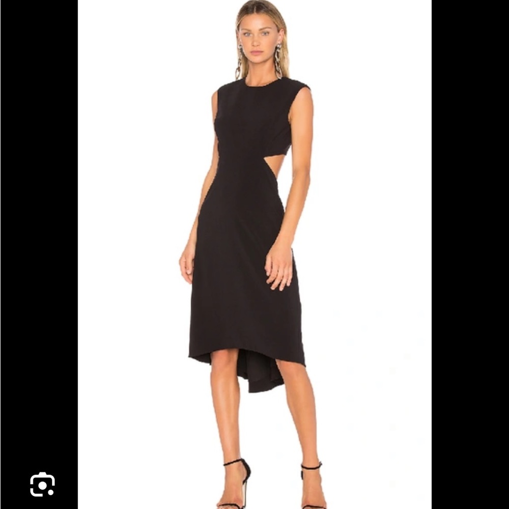 Halston Heritage Sleeveless Cutout Stretch Crepe Dress in Black